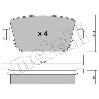 Колодки тормозные задние дисковые к-кт metelli 22-0780-0 фото