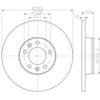 Диск тормозной задний Hella 8DD 355 113-681 фото