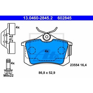 Колодки тормозные задние дисковые к-кт ATE 13.0460-2845.2 фото