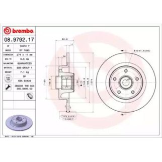 Диск тормозной brembo 08.9792.17 фото