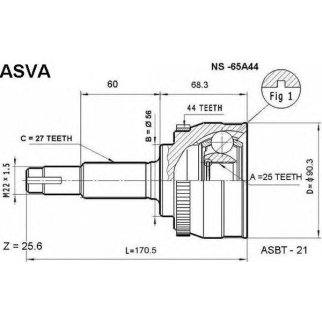 ШРУС наружный ASVA NS-6-5A44 фото