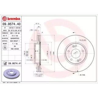 Диск тормозной brembo 09.9574.40 фото