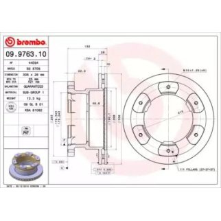 Диск тормозной brembo 09.9763.10 фото