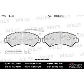 Колодки тормозные передние к-кт MILES E100283 фото