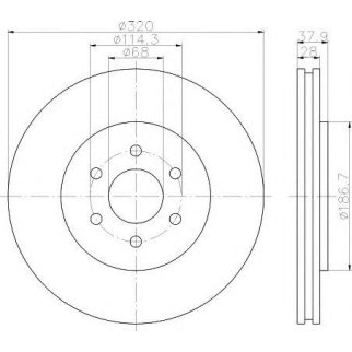 Диск тормозной передний вентилируемый Hella 8DD 355 119-001 фото