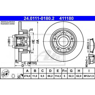 Диск тормозной задн, с подшипником, с кольцом под датчик ABS, RENAULT: FLUENCE 10-, SCENIC/GRAND SCENIC 09- фото