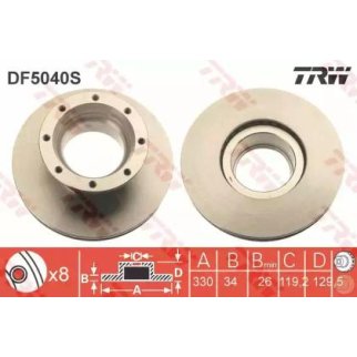 Диск тормозной задний TRW DF5040S фото