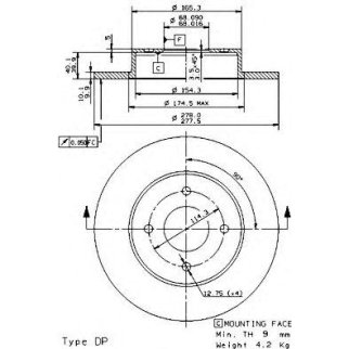 Диск тормозной brembo 08.9461.10 фото