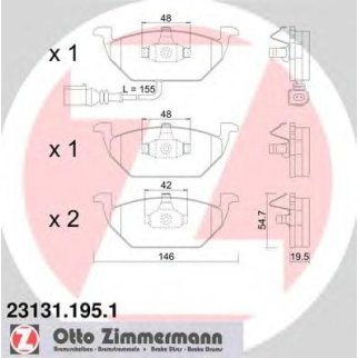 Колодки тормозные передние к-кт Zimmermann 23131.195.1 фото