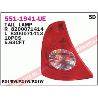 Фонарь задний лев RENAULT: CLIO II 01- фото