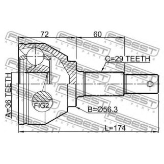 Шрус наружный 36x56x29 фото