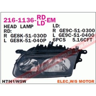 Фара передн прав с ЭК MAZDA: 626 98- фото