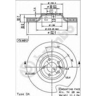 Диск тормозной brembo 09.8841.31 фото