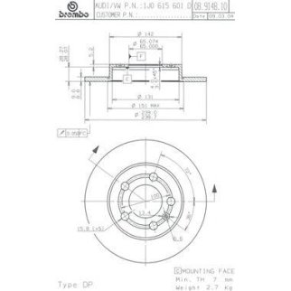 Диск тормозной brembo 08.9148.11 фото