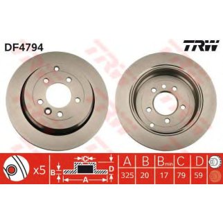 Диск тормозной задний TRW DF4794 фото