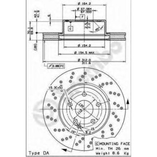 Диск тормозной brembo 09.8127.11 фото