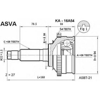 ШРУС наружный ASVA KA-1-6A54 фото