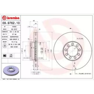 Диск тормозной brembo 09.9762.10 фото