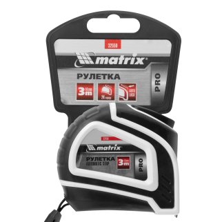 Рулетка Autostop, 3 м х 16 мм, двухкомпонентный корпус, автоматическая фиксация, PRO// Matrix фото 6