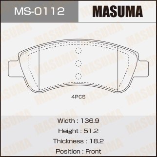 Колодки тормозные передние к-кт Masuma MS-0112 фото