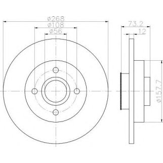 Диск тормозной задний Hella 8DD 355 114-741 фото