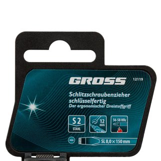 Отвертка S2 трехкомпонентная рукоятка SL 8,0х150 GROSS фото 4