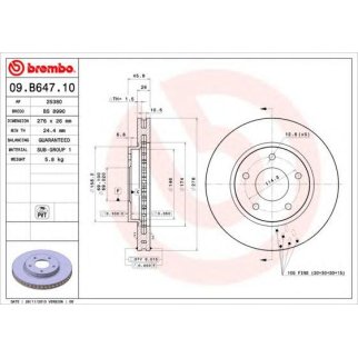 Диск тормозной brembo 09.B647.10 фото