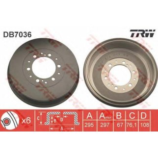 Барабан тормозной TRW DB7036 фото