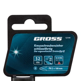 Отвертка PH2 x 100мм, S2, трехкомпонентная ручка GROSS фото 4