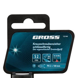 Отвертка PH2 x 100мм, S2, трехкомпонентная ручка GROSS фото 4