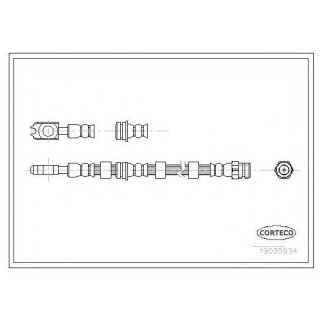 19035934_шланг тормозной передний! L=593 Skoda Octavia 1.9TDi 99-06 фото