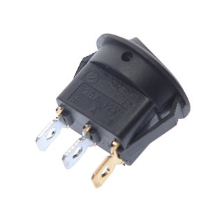 Выключатель 1-клавишный круглый с подсветкой черный 12V 16A RWB-215.MIRS-101E-8C/D фото 1