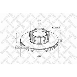 85-00722-SX_диск тормозной !304/118x30/91 6n-140-M12x1.5 Omn MB 507/510/609/709/O609D фото