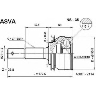 ШРУС НАРУЖНЫЙ 25x56x27 фото