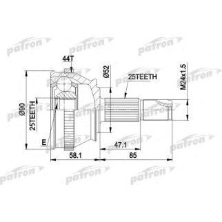 ШРУС наружн к-кт 25x52x25 ABS:44T ALFA ROMEO: 145/146 1.6/1.7/1.9JTD/2.0 96-01, FIAT: COUPE 1.8 16v, 2.0 20v 03/96-03/98, 2.0 20v 04/98-, фото