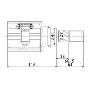 ШРУС для а/м Nissan Juke (10-) 1.6i MT (внутр. перед.) (GO 1445) фото 3