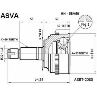 ШРУС наружный ASVA HN-5-8A50 фото