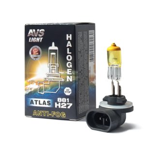 Галогенная лампа AVS ATLAS ANTI-FOG BOX желтый H27/881.12V.27W.коробка 1шт., шт фото