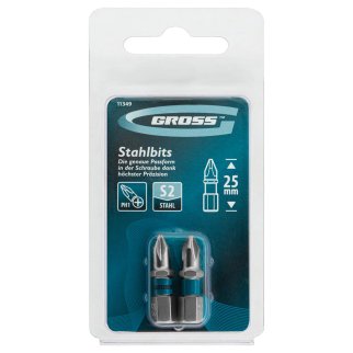 Набор бит PH1х25, сталь S2, 2шт GROSS фото 4