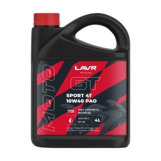 Масло моторное LAVR MOTO GT SPORT 4T 10W-40 4 л Ln7728 фото