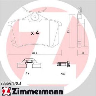 23554.170.3_колодки дисковые !задн. 87x53x17  Citroen C3/C4, Peugeot 207/208 06> фото
