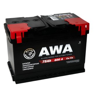 Аккумуляторная батарея AWA 6СТ 75 VLR обр. 276х175х190 Россия фото