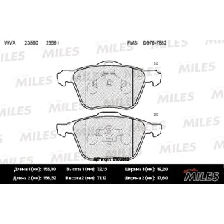 Колодки тормозные передние к-кт MILES E100316 фото