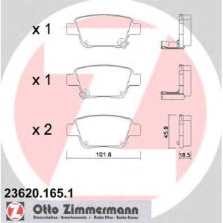 Колодки тормозные к-кт Zimmermann 23620.165.1 фото
