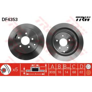 Диск тормозной задний TRW DF4353 фото
