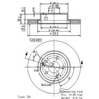 Диск тормозной brembo 09.9481.11 фото