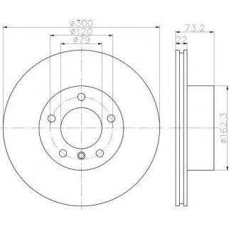 Диск тормозной передний вентилируемый Hella 8DD 355 118-041 фото