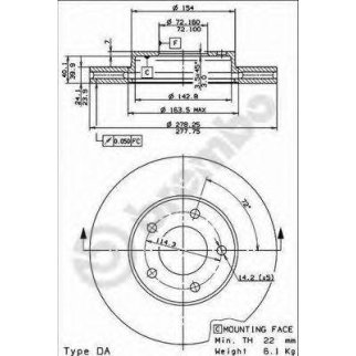 Диск тормозной brembo 09.8953.11 фото