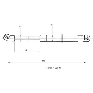 Газовый упор капота TRIALLI GS 1831 фото 2