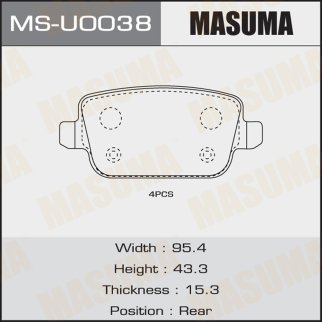 Колодки тормозные к-кт Masuma MS-U0038 фото